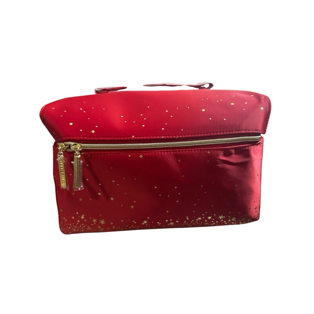 Estée Lauder Red Makeup Bag Cosmetic Case w/ Handle, Zipper Closure NWOT